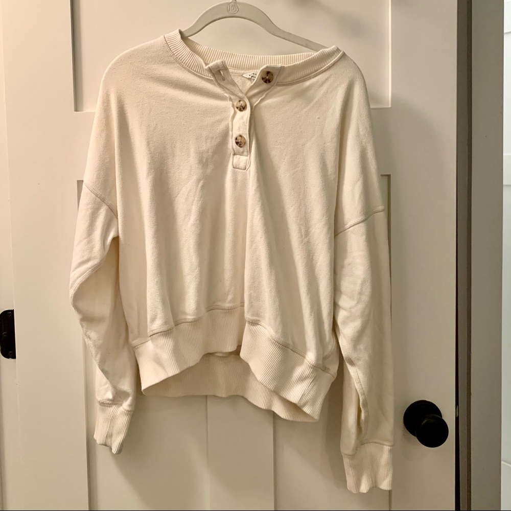 American Eagle Fleece Henley Crewneck